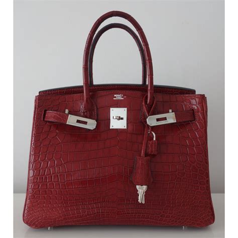 sac hermes birkin croco rouge|Hermes crocodile bag.